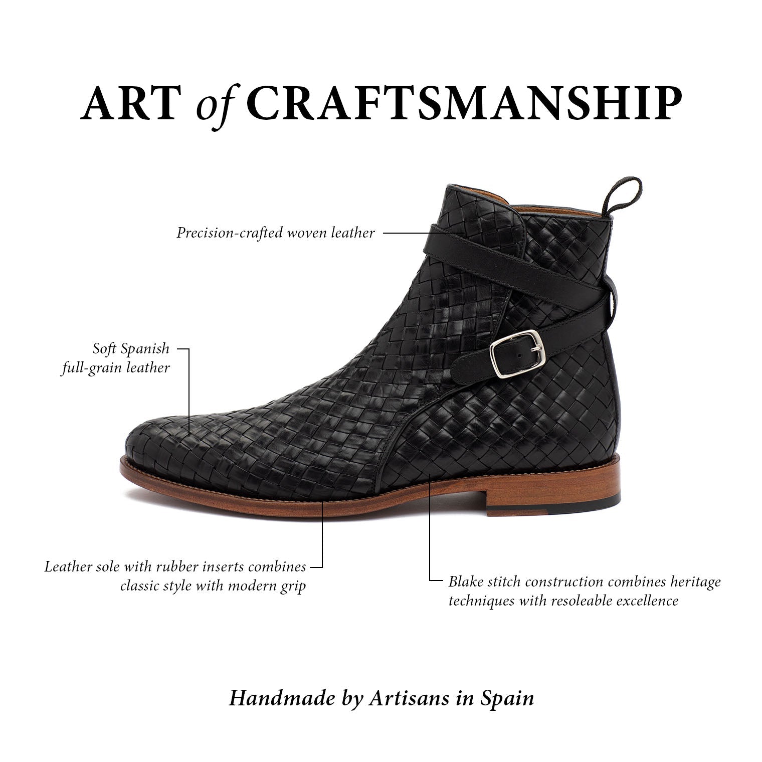 The Dylan Jodhpur Boot in Black Woven (Last Chance, Final Sale)