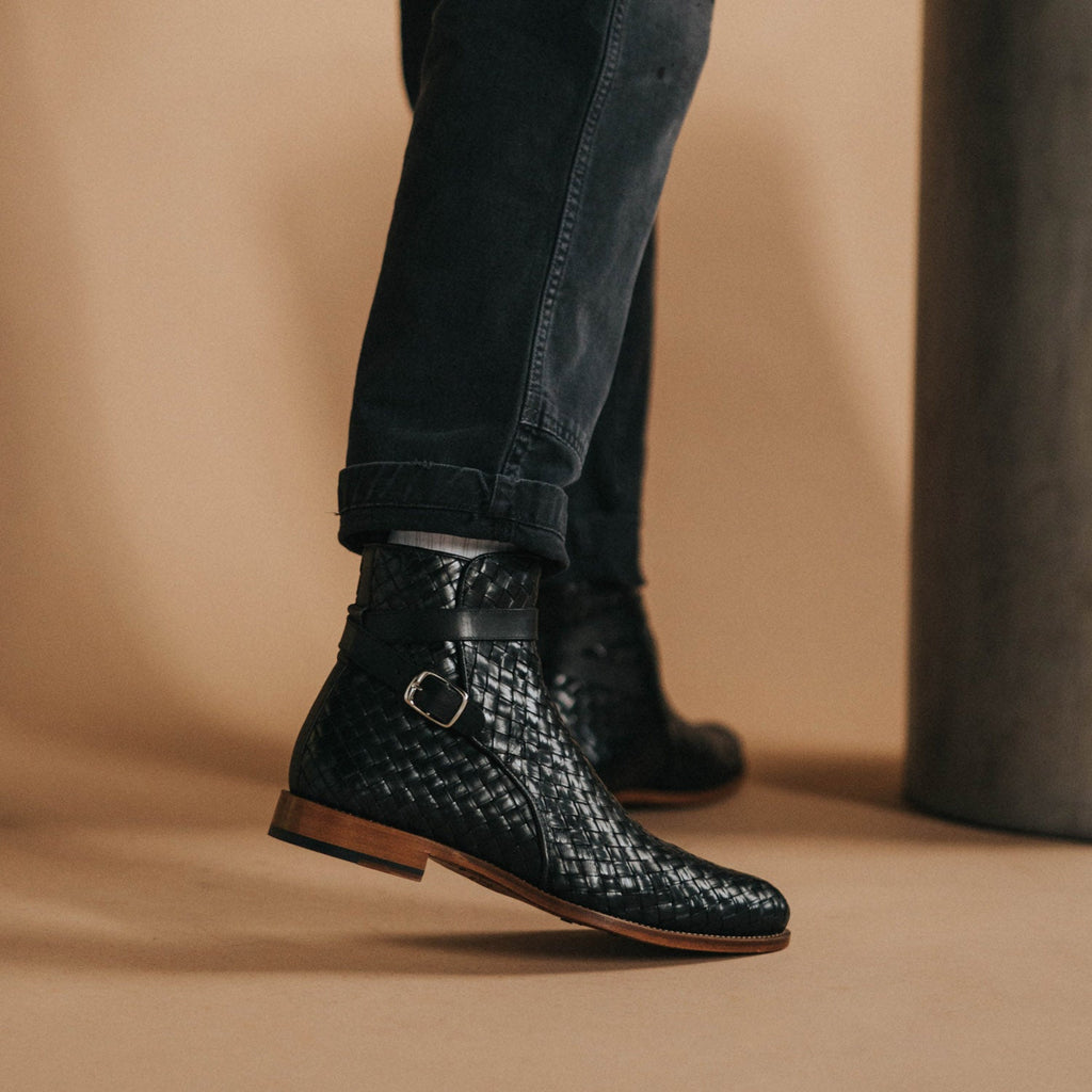 The Dylan Jodhpur Boot in Black Woven (Last Chance, Final Sale)