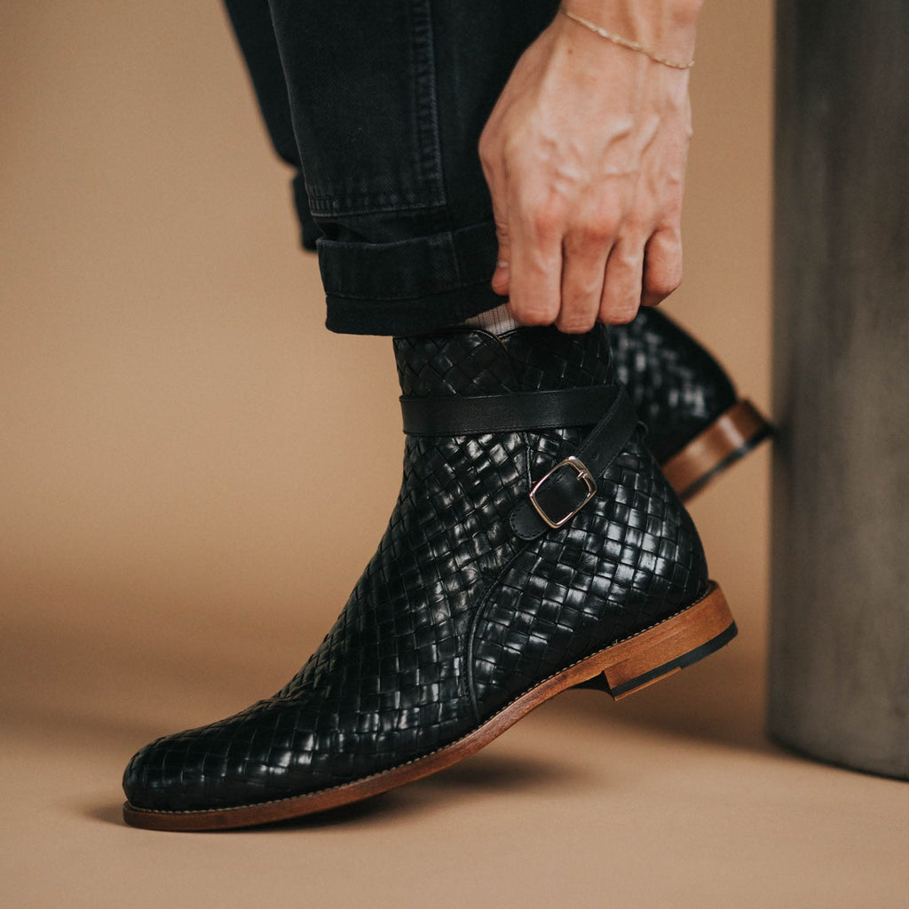 The Dylan Jodhpur Boot in Black Woven (Last Chance, Final Sale)