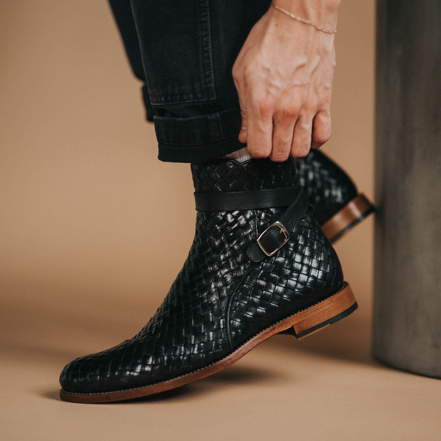 The Dylan Jodhpur Boot in Black Woven (Last Chance, Final Sale)