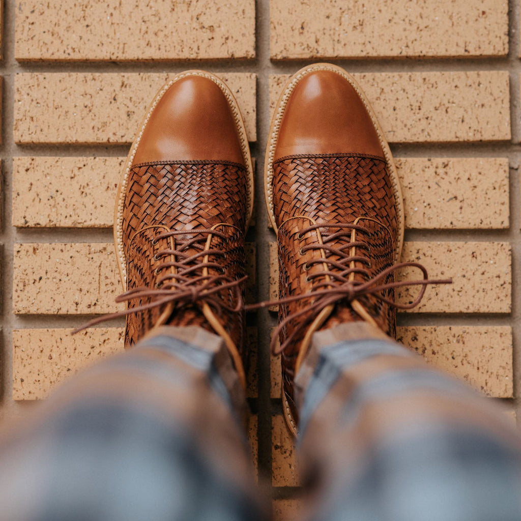 The Rome Boot in Brown Woven (Last Chance, Final Sale)
