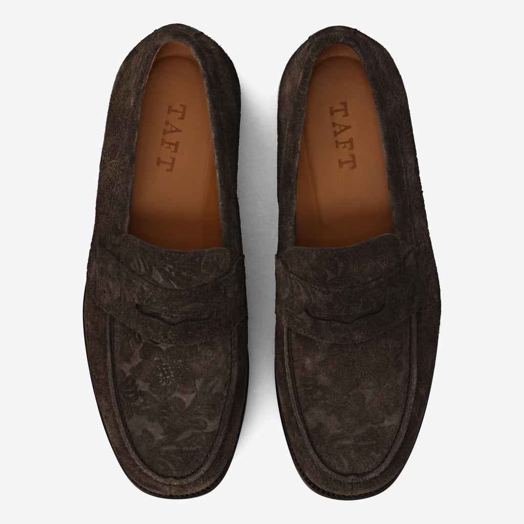 The Sterling Loafer in Brown Floral Suede