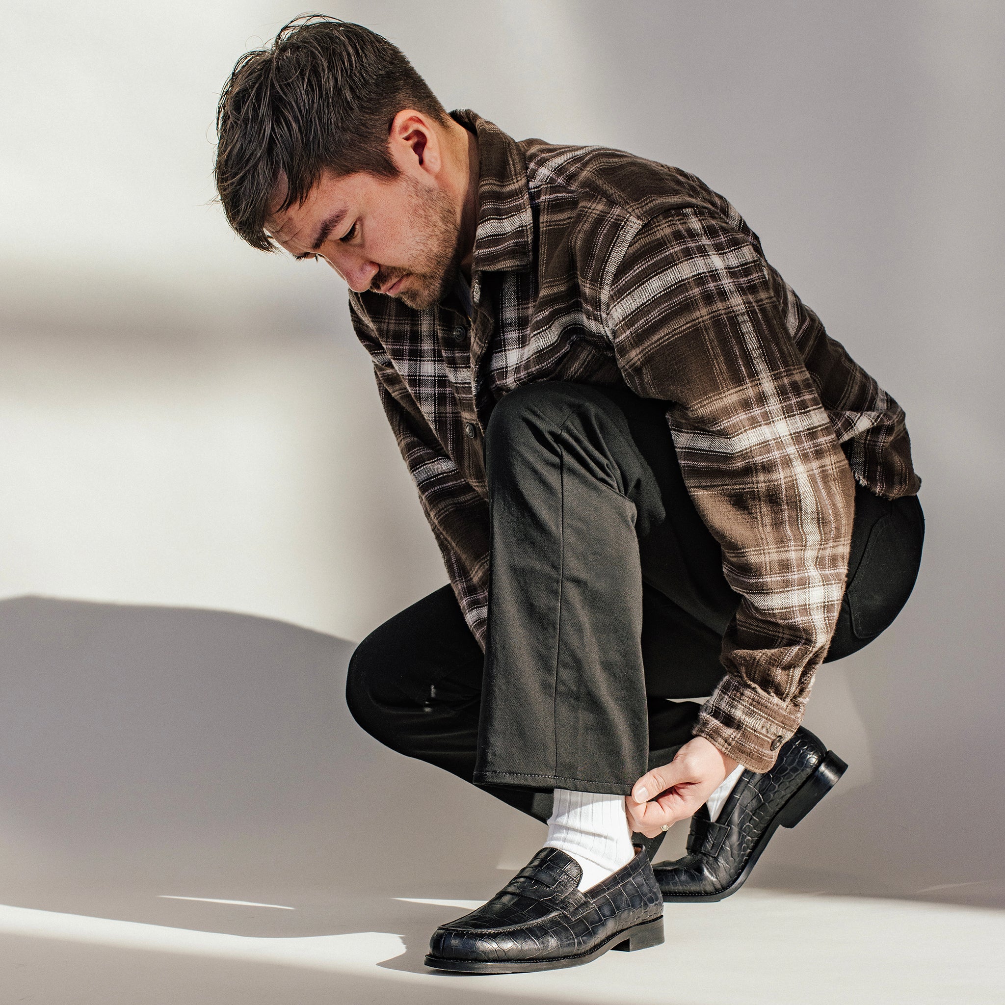 The Sterling Loafer in Black Croc