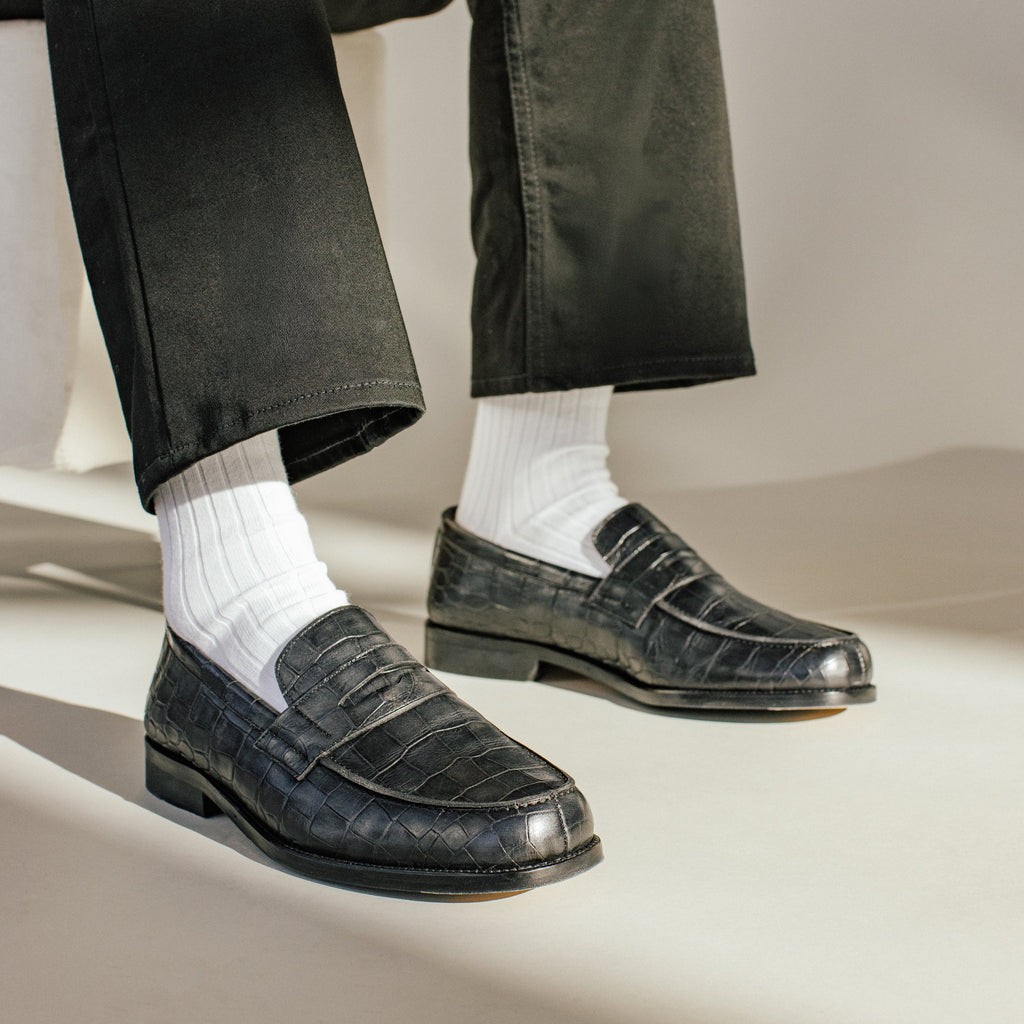 The Sterling Loafer in Black Croc