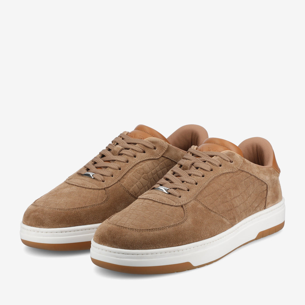 The Rapido Low-Top Sneaker in Taupe Suede